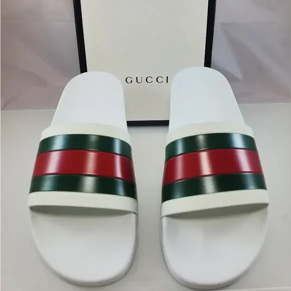 NWT$400 GUCCI Signature Pursuit 72 Stripe Slip-on Slide Sandals Sz 10G (10.5-11) - Picture 9 of 16